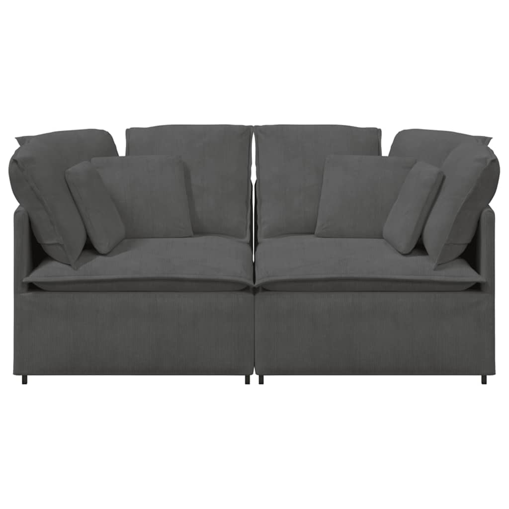 vidaXL Sofa modułowa z poduszkami Tkanina sztruksowa Ciemnoszara