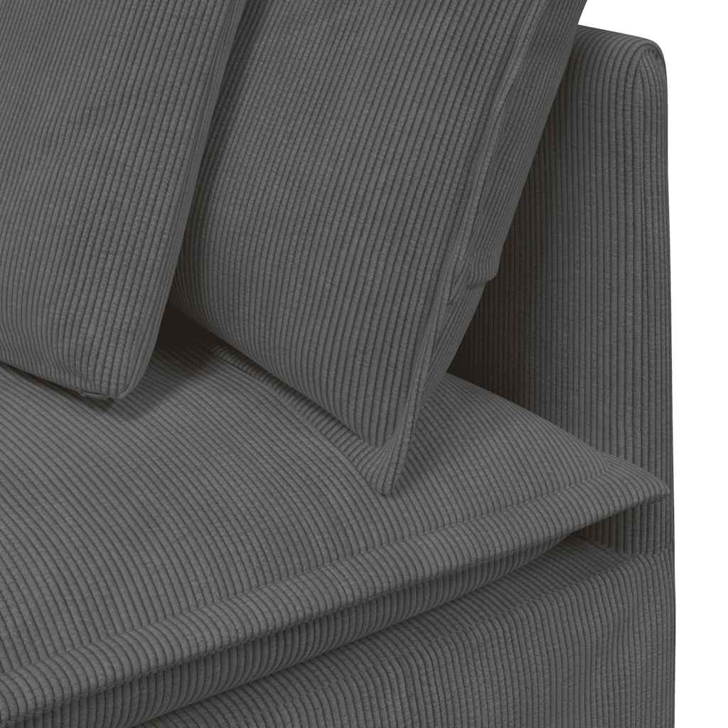 vidaXL Sofa modułowa z poduszkami Tkanina sztruksowa Ciemnoszara