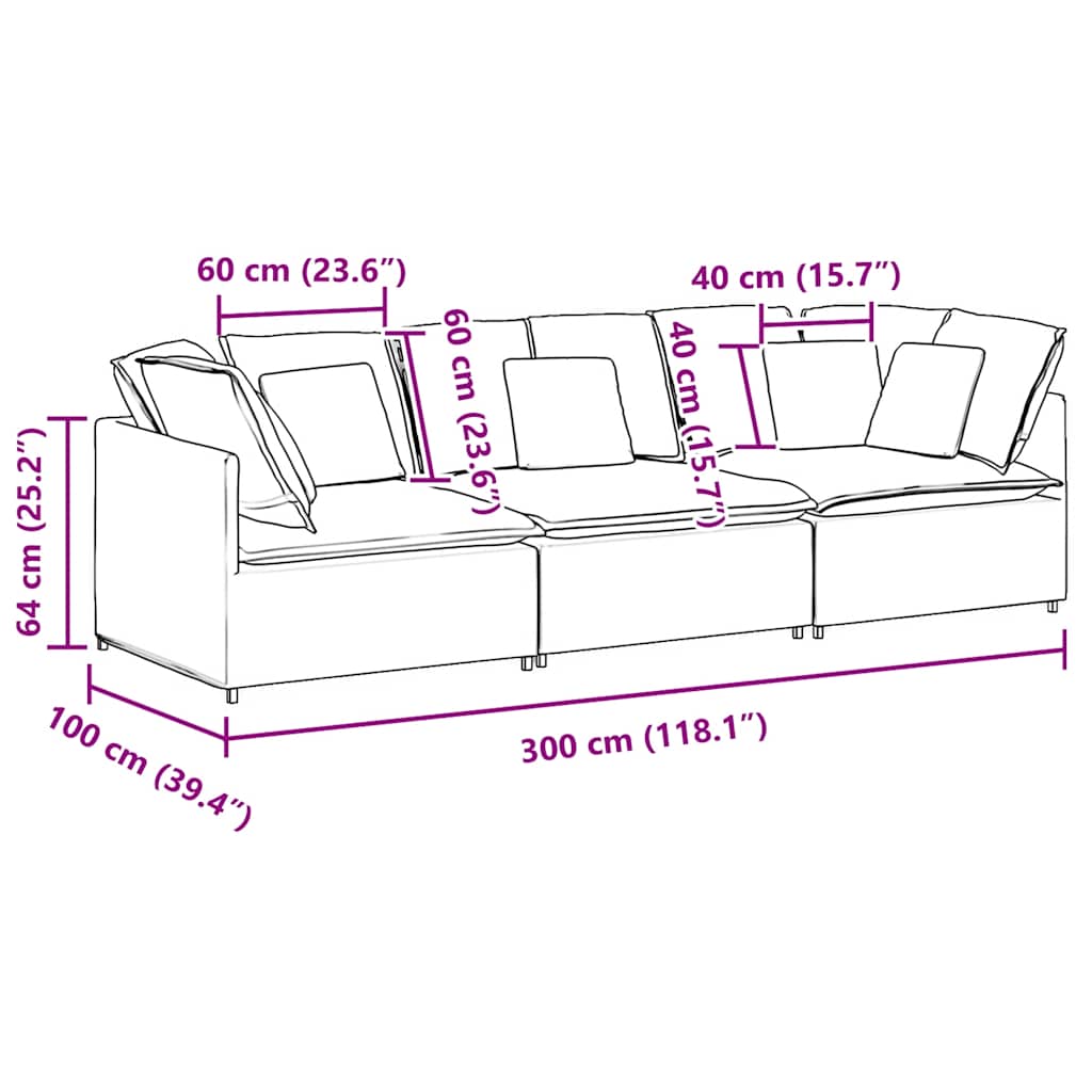 vidaXL Sofa modułowa z poduszkami Tkanina jasnoszara