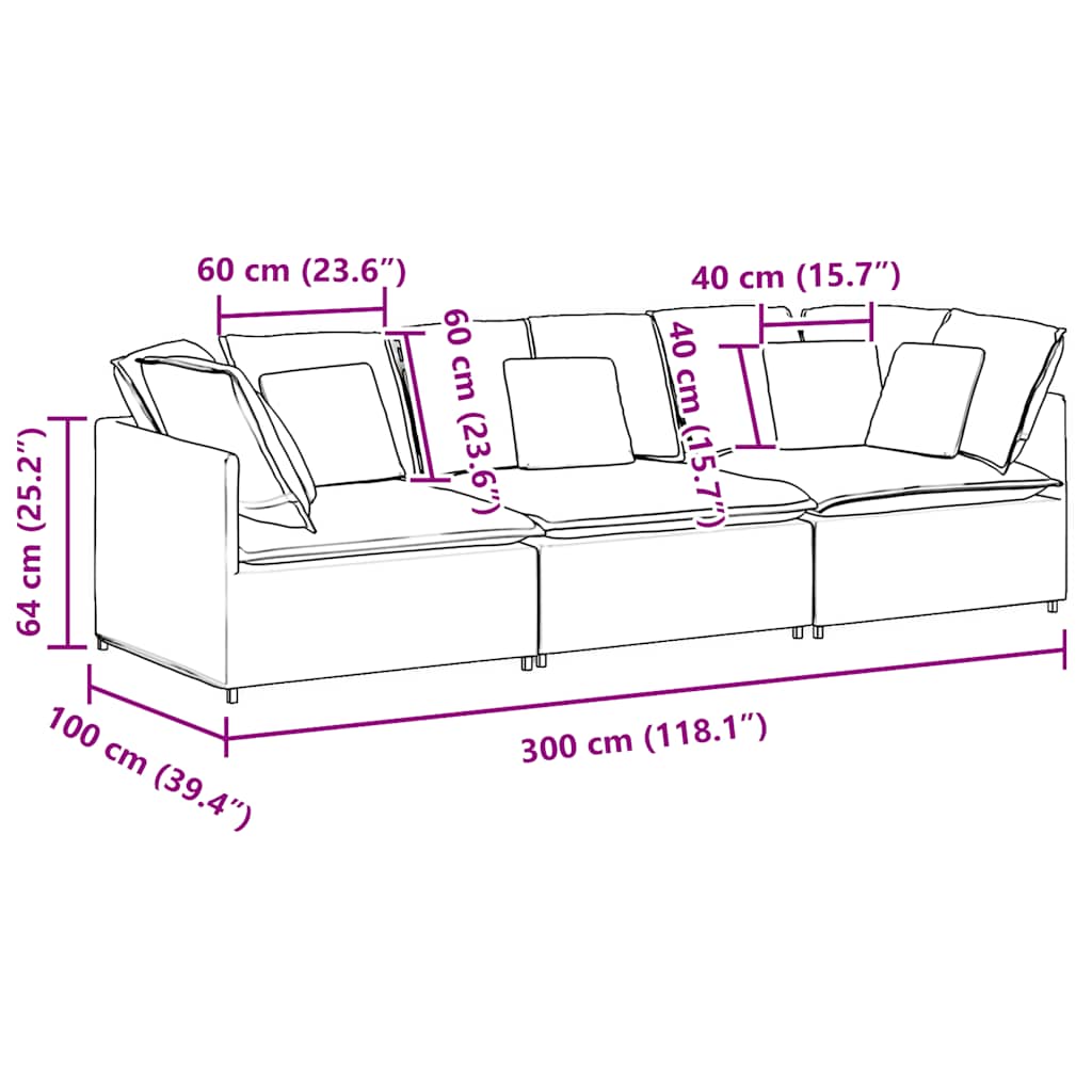 vidaXL Sofa modułowa z poduszkami Tkanina Cloud Grey