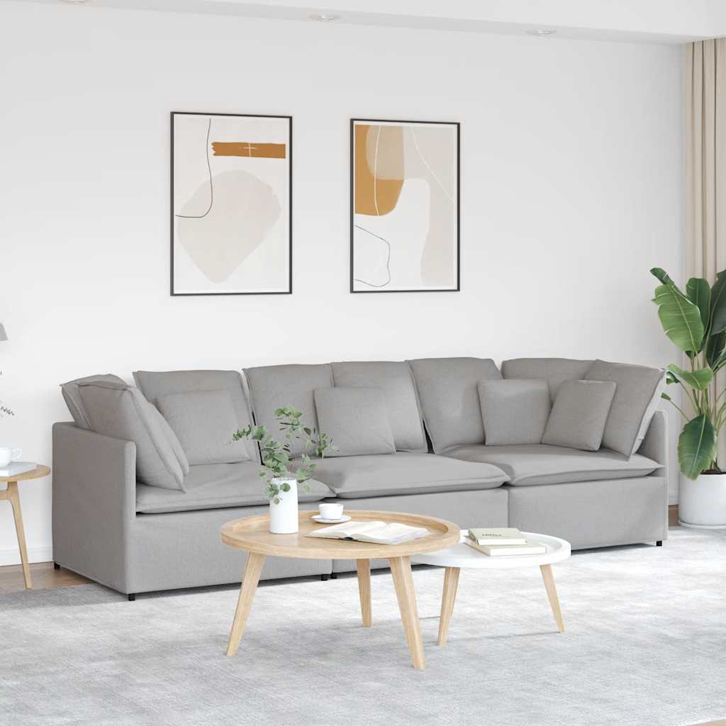 vidaXL Sofa modułowa z poduszkami Tkanina Cloud Grey