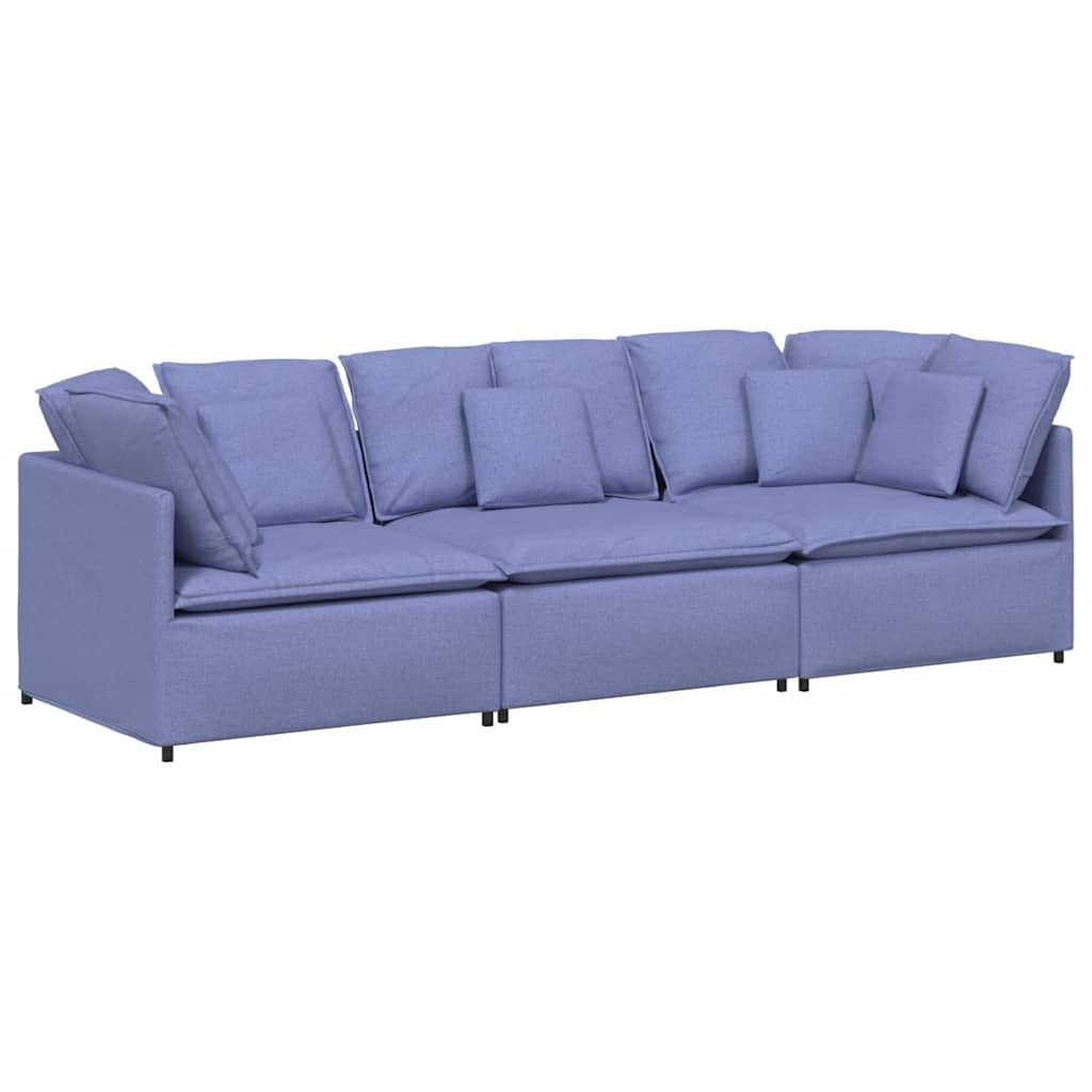 vidaXL Sofa modułowa z poduszkami Tkanina Jeans Niebieski