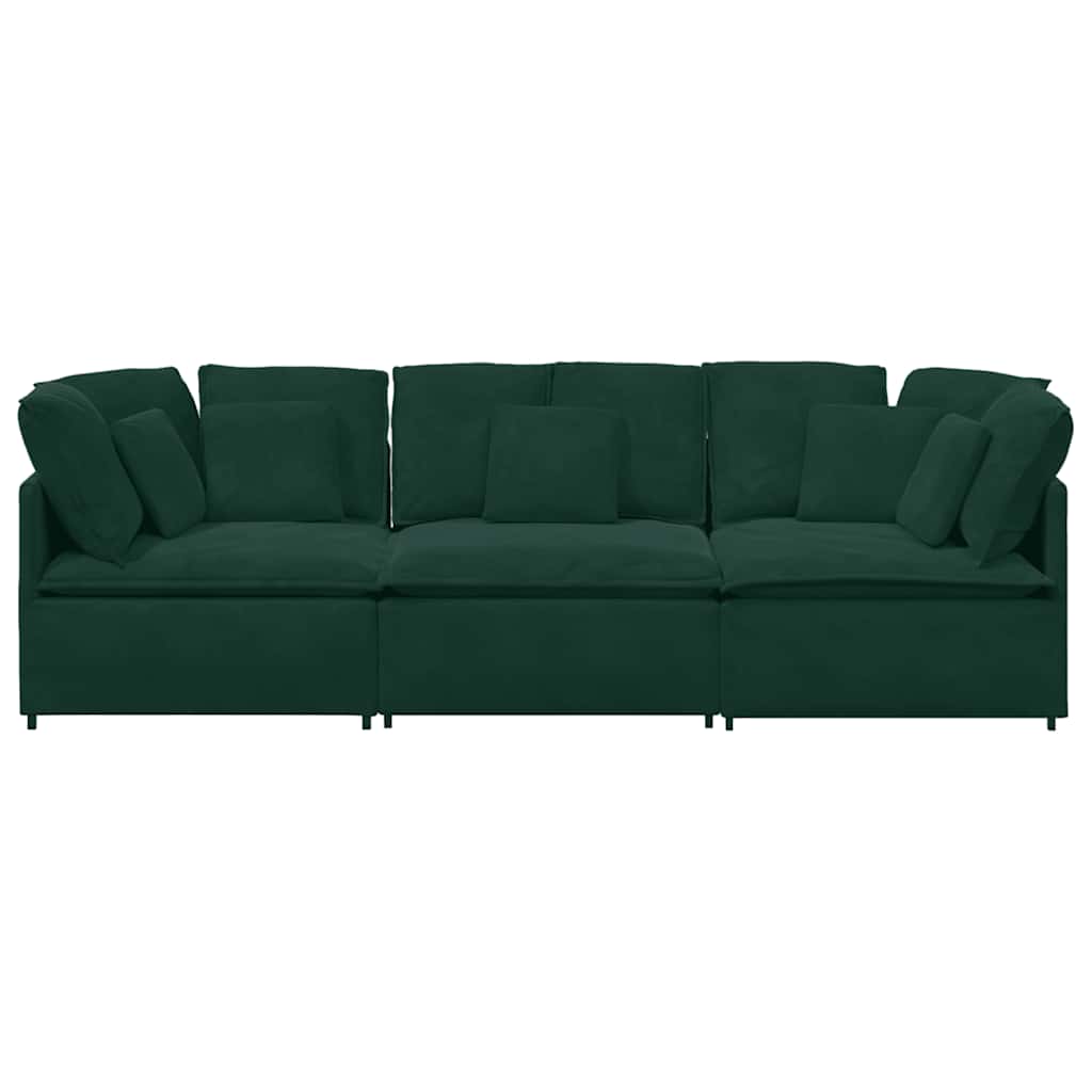 vidaXL Sofa modułowa z poduszkami aksamitna ciemnozielona
