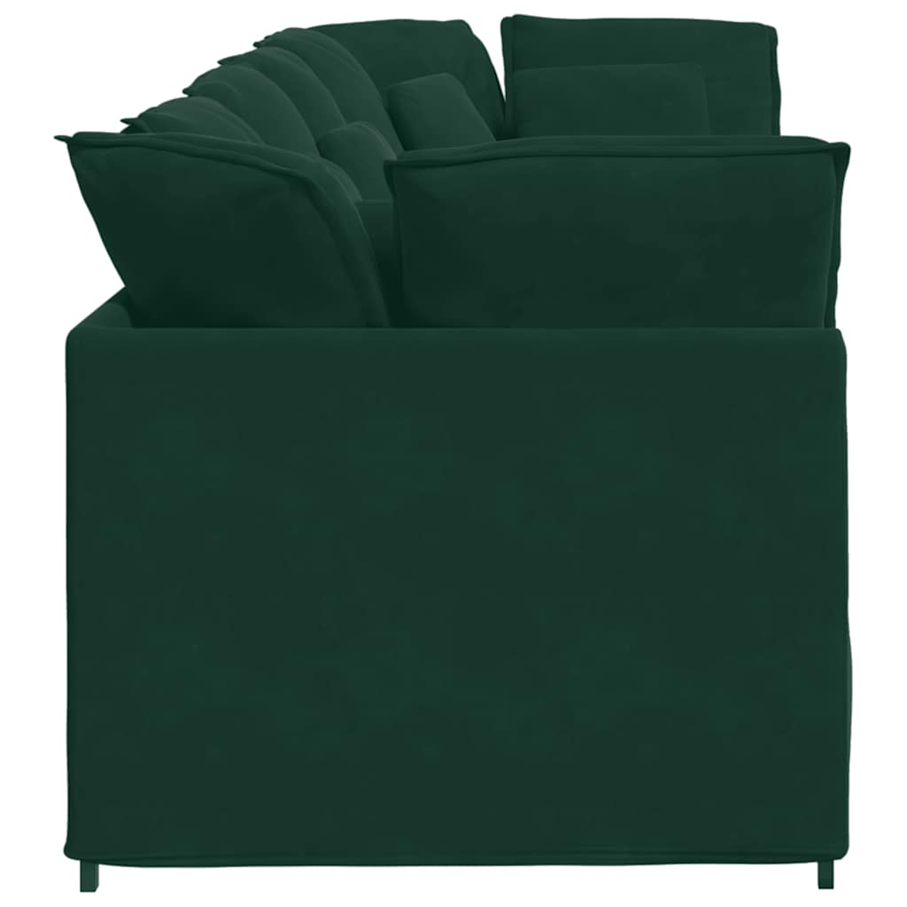 vidaXL Sofa modułowa z poduszkami aksamitna ciemnozielona