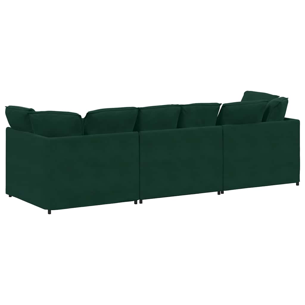 vidaXL Sofa modułowa z poduszkami aksamitna ciemnozielona