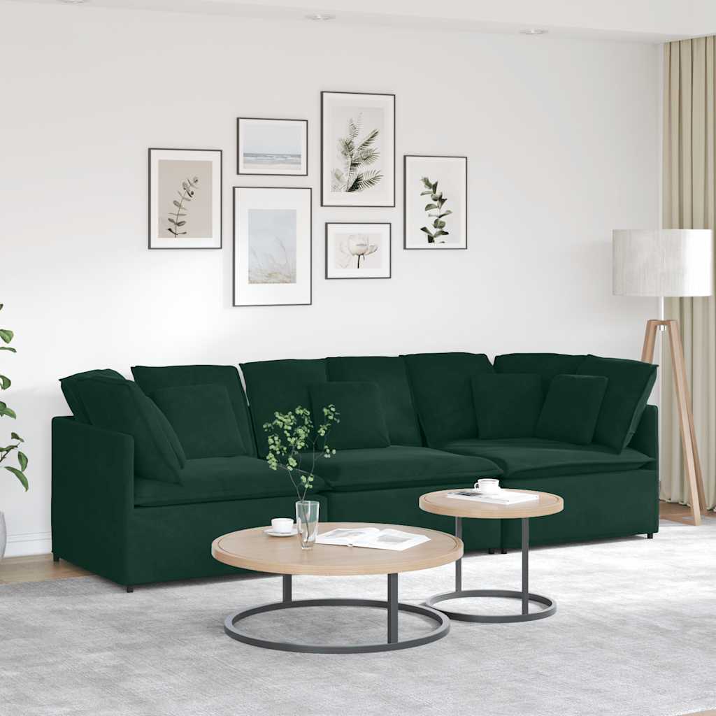 vidaXL Sofa modułowa z poduszkami aksamitna ciemnozielona