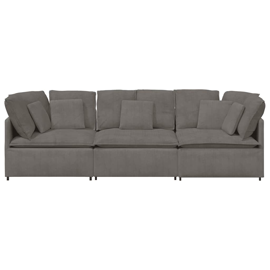 vidaXL Sofa modułowa z poduszkami Tkanina sztruksowa Jasnoszara