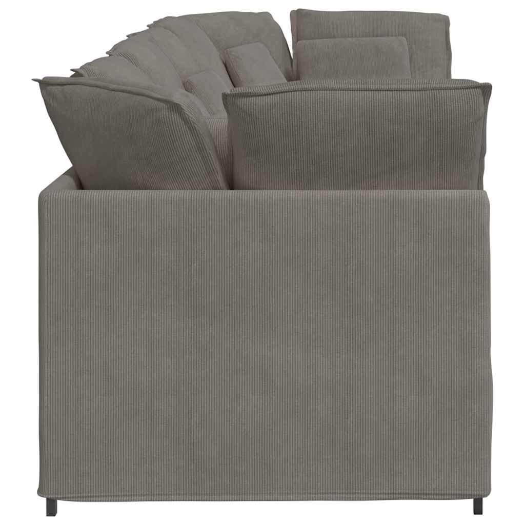 vidaXL Sofa modułowa z poduszkami Tkanina sztruksowa Jasnoszara