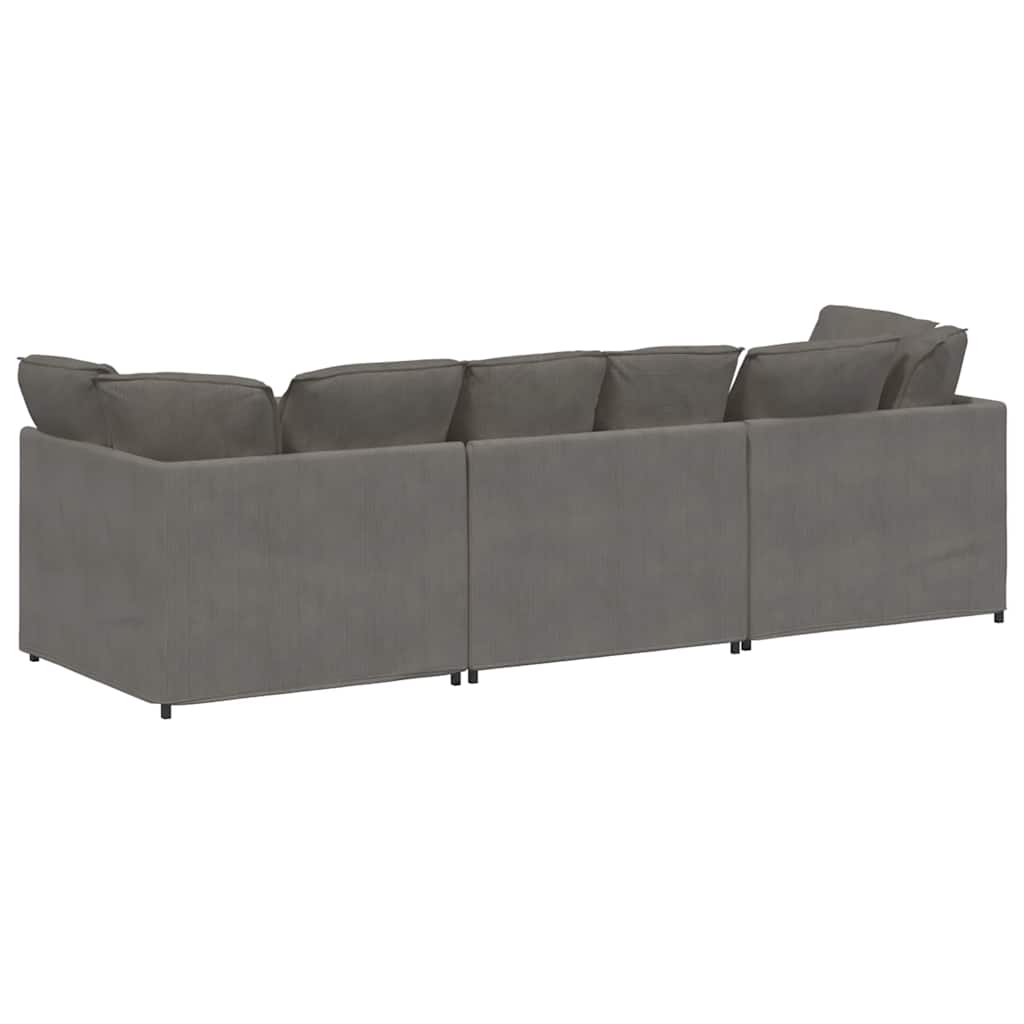 vidaXL Sofa modułowa z poduszkami Tkanina sztruksowa Jasnoszara