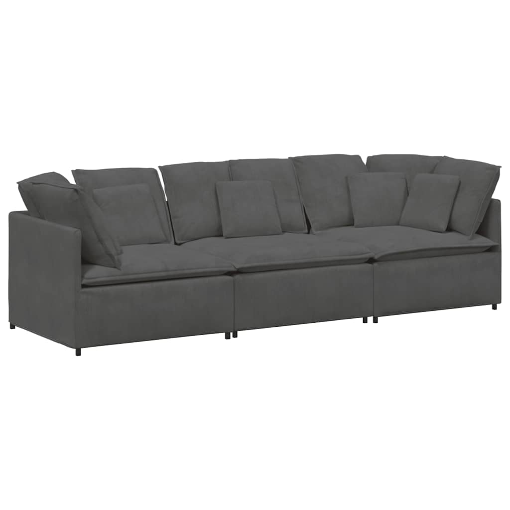 vidaXL Sofa modułowa z poduszkami Tkanina sztruksowa Ciemnoszara