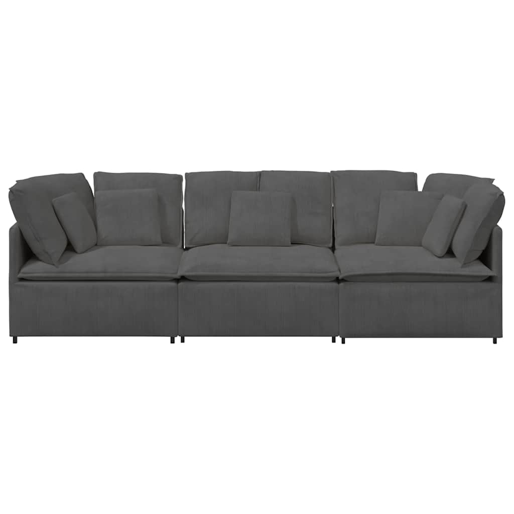 vidaXL Sofa modułowa z poduszkami Tkanina sztruksowa Ciemnoszara