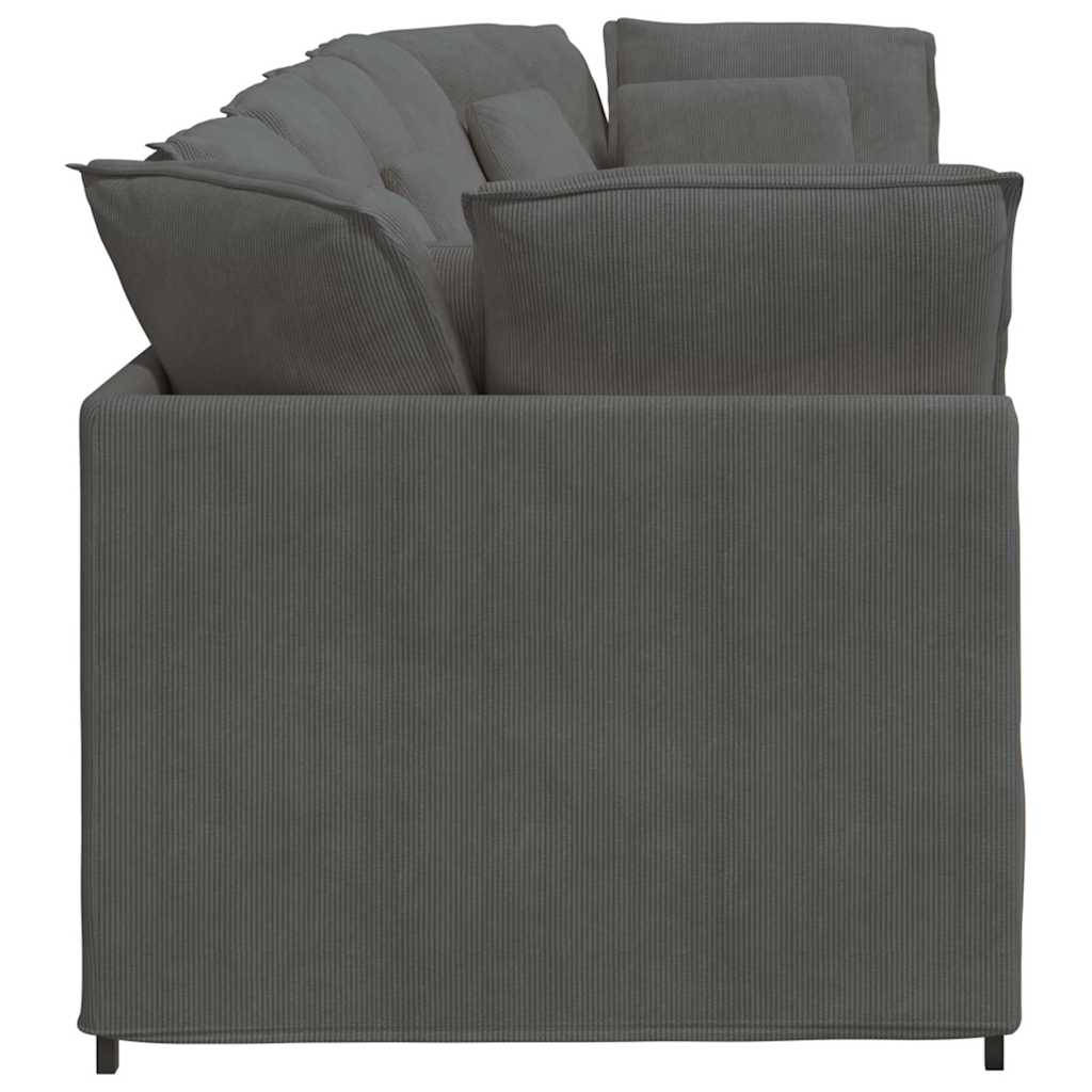 vidaXL Sofa modułowa z poduszkami Tkanina sztruksowa Ciemnoszara
