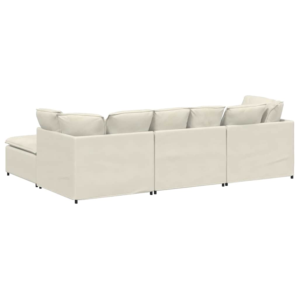 vidaXL Sofa modułowa z podnóżkiem i poduszkami aksamitna kremowa