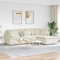 vidaXL Sofa modułowa z podnóżkiem i poduszkami aksamitna kremowa