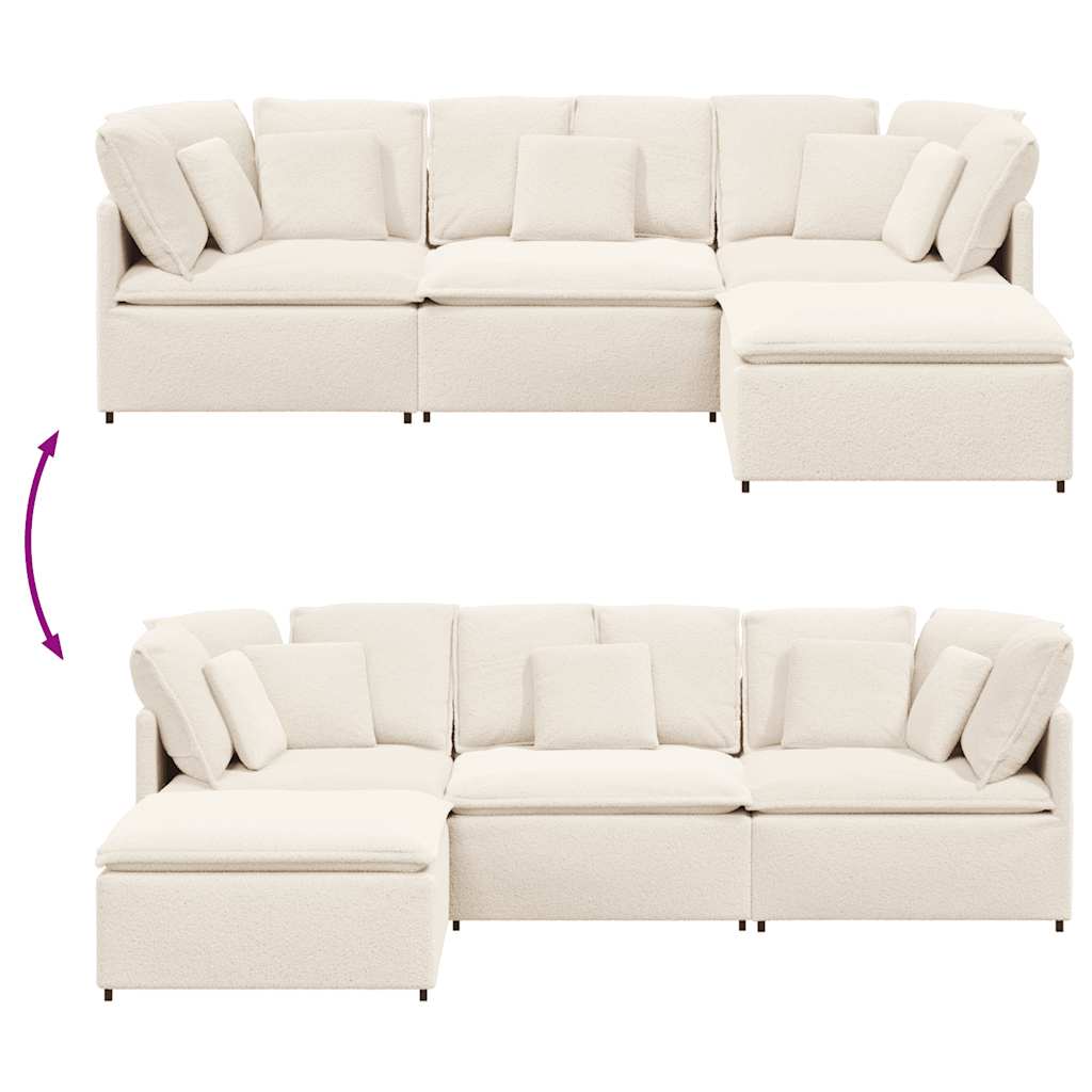 vidaXL Sofa modułowa z podnóżkiem i poduszkami Tkanina przypominająca