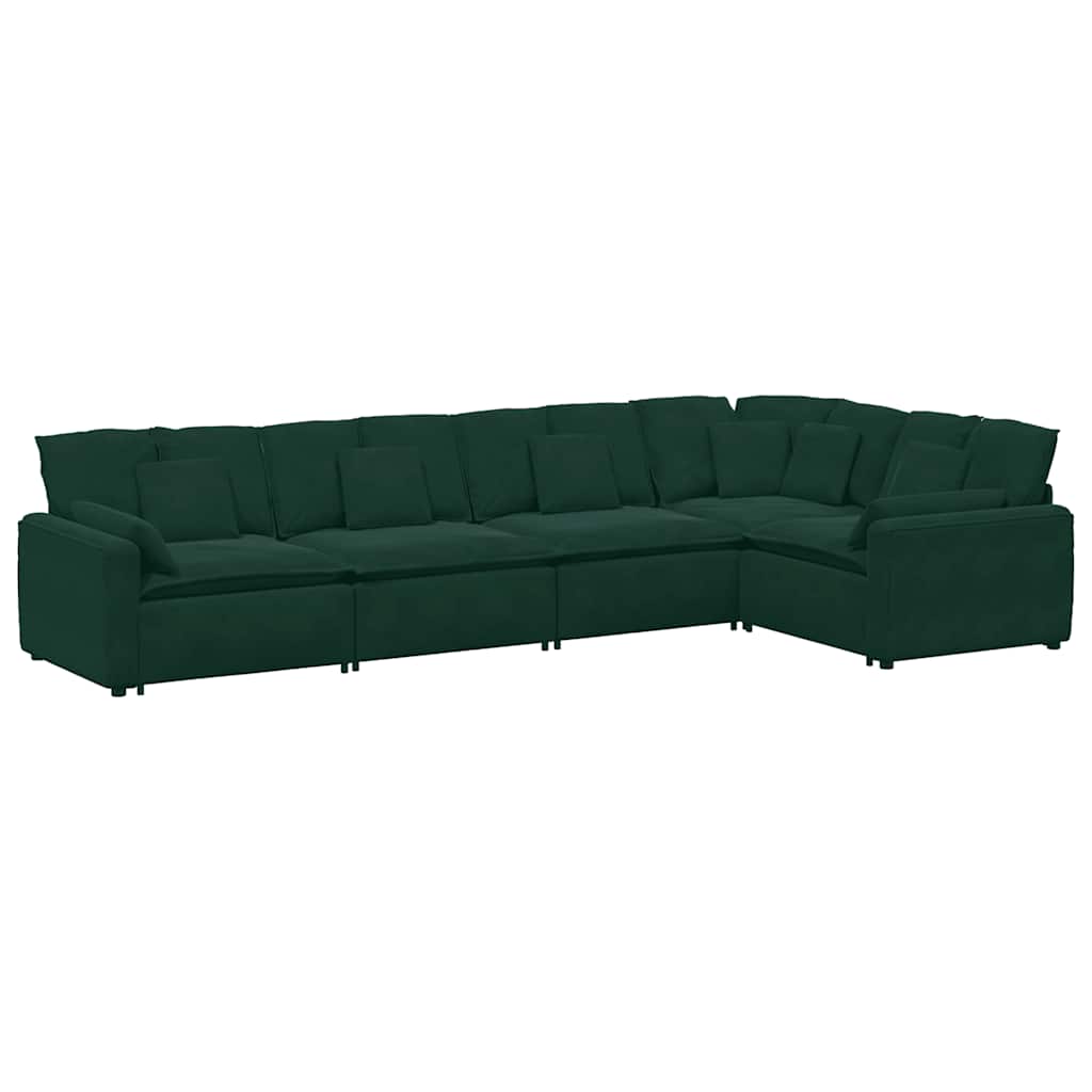 vidaXL Sofa modułowa z poduszkami aksamitna ciemnozielona