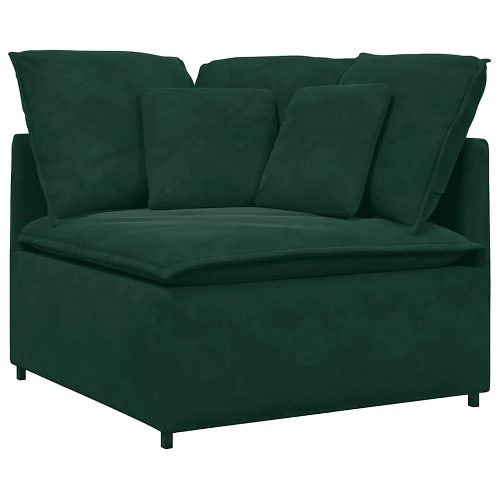 vidaXL Sofa modułowa z poduszkami aksamitna ciemnozielona