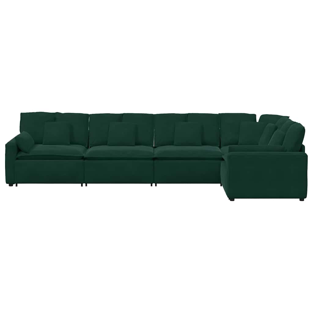 vidaXL Sofa modułowa z poduszkami aksamitna ciemnozielona