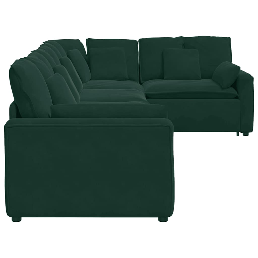 vidaXL Sofa modułowa z poduszkami aksamitna ciemnozielona