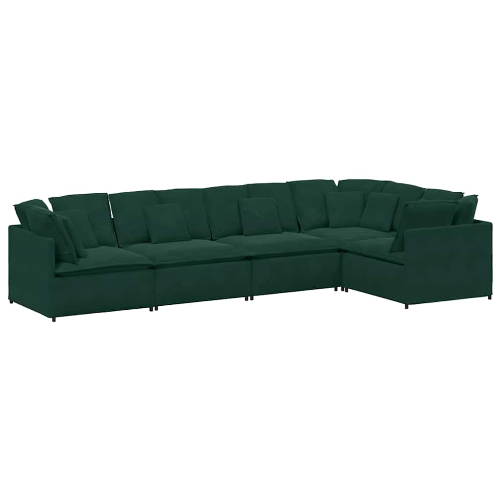 vidaXL Sofa modułowa z poduszkami aksamitna ciemnozielona