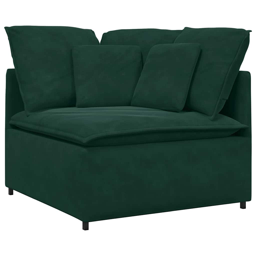 vidaXL Sofa modułowa z poduszkami aksamitna ciemnozielona