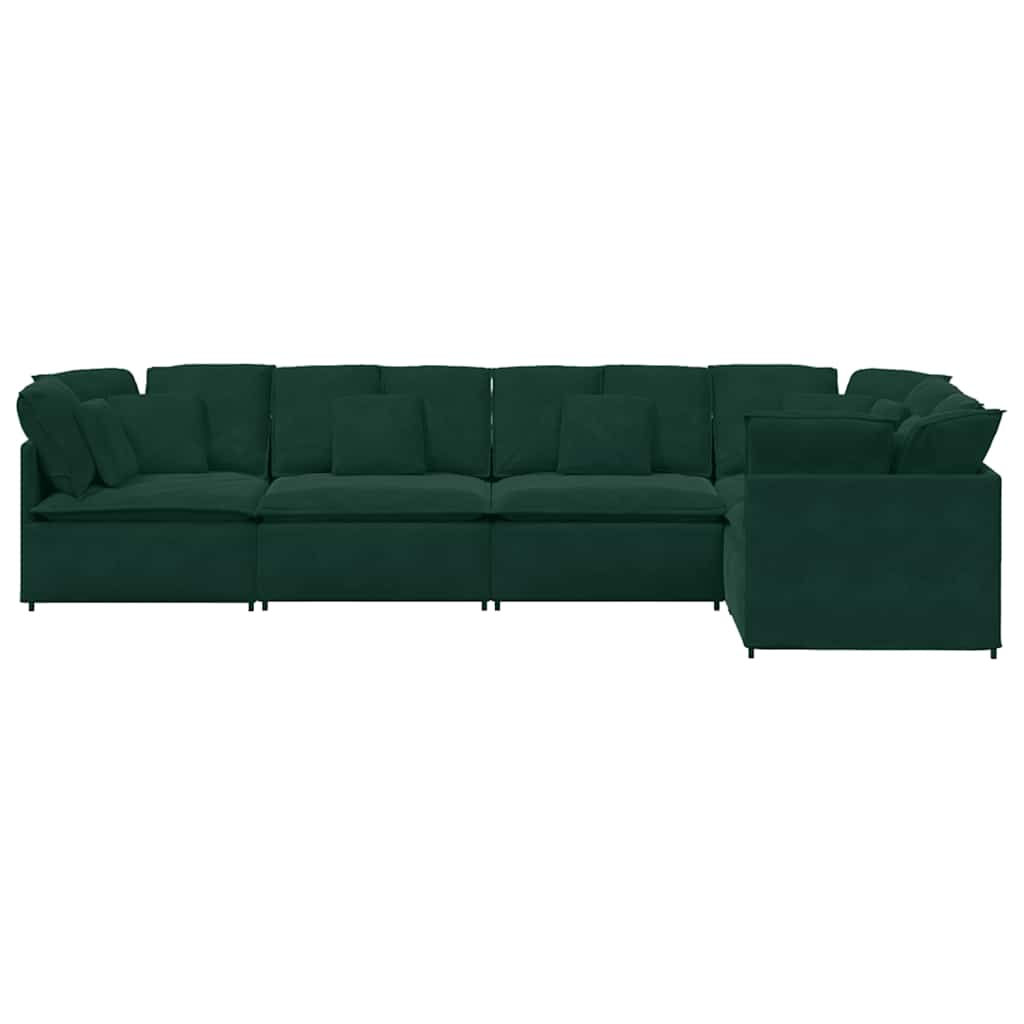 vidaXL Sofa modułowa z poduszkami aksamitna ciemnozielona