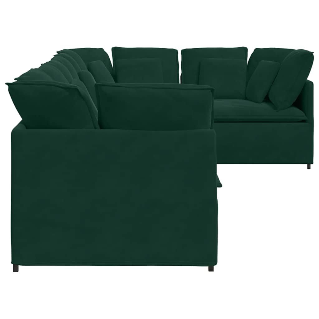 vidaXL Sofa modułowa z poduszkami aksamitna ciemnozielona