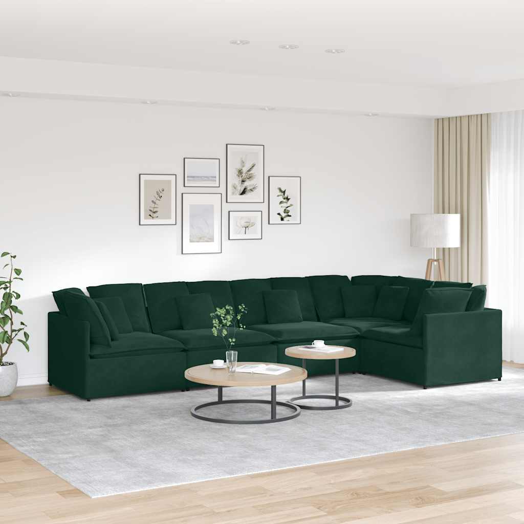 vidaXL Sofa modułowa z poduszkami aksamitna ciemnozielona