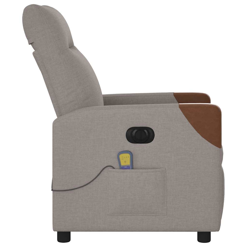 vidaXL Rozkładany fotel masujący, elektryczny, kolor taupe, tkanina
