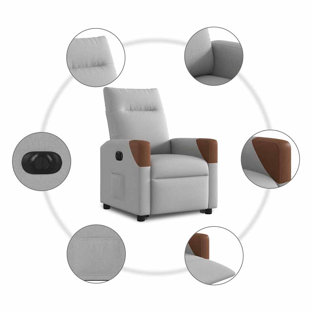 vidaXL Podnoszony fotel masujący, elektryczny, rozkładany, szary