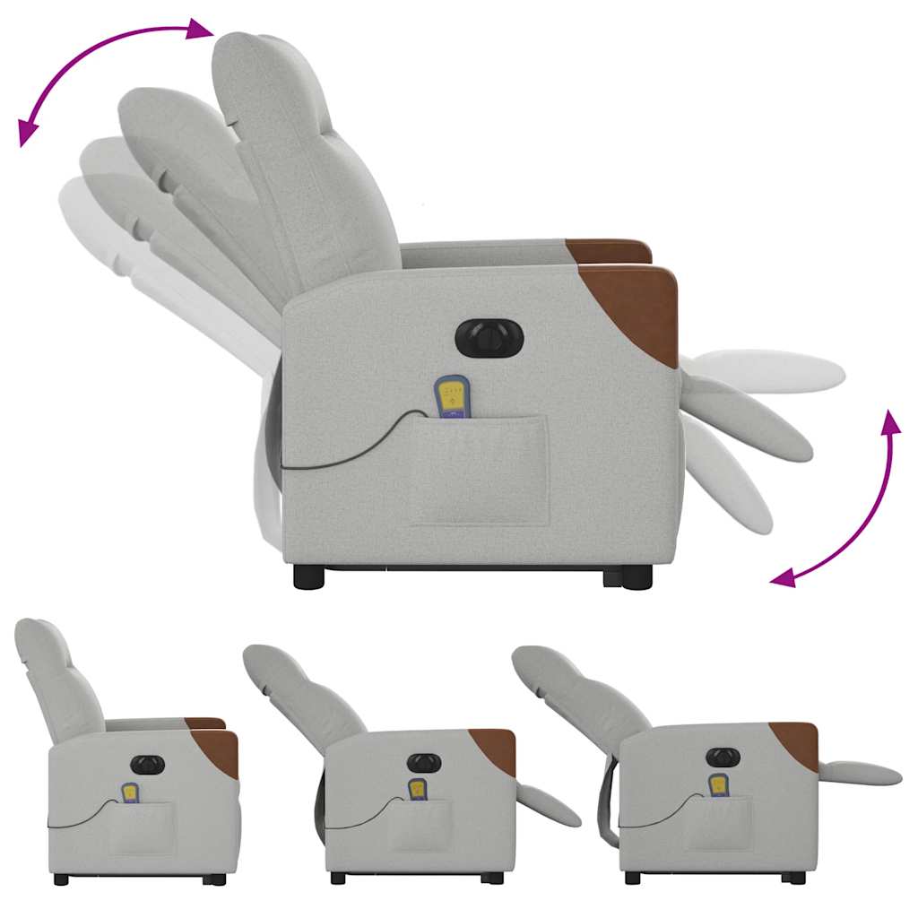 vidaXL Podnoszony fotel masujący, elektryczny, rozkładany, szary