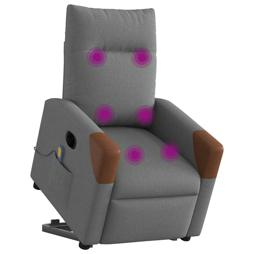 vidaXL Podnoszony fotel masujący, elektryczny, rozkładany, ciemnoszary