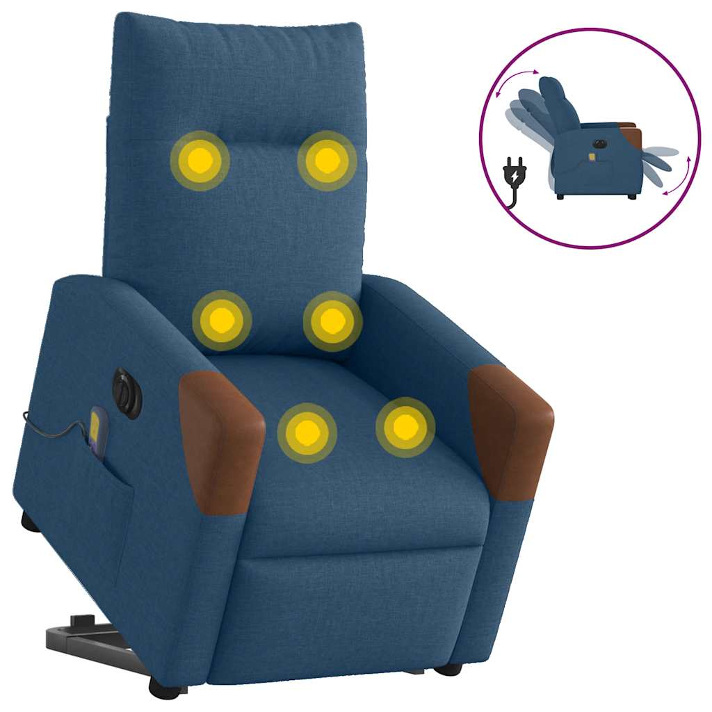 vidaXL Podnoszony fotel masujący, elektryczny, rozkładany, niebieski