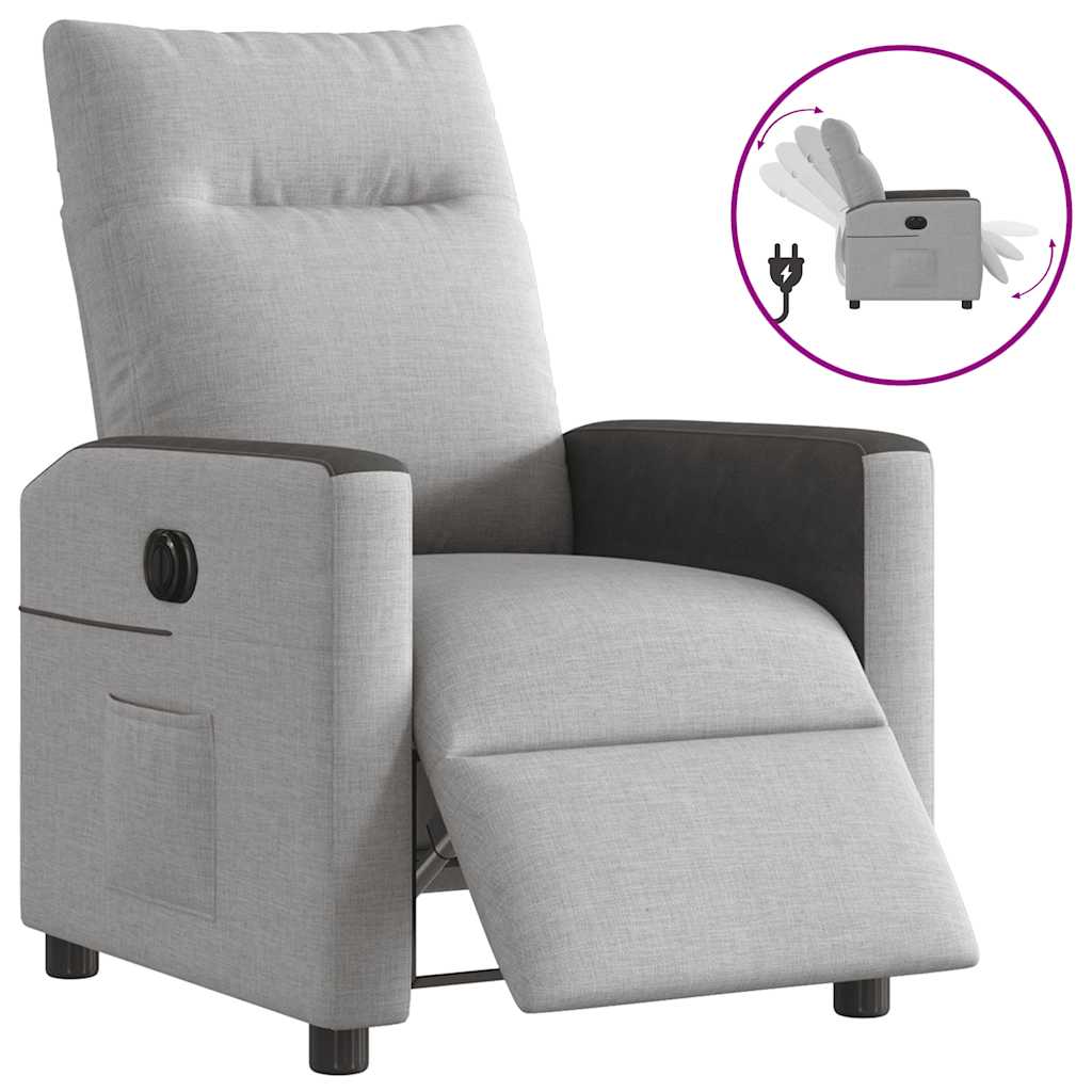 vidaXL Elektryczny fotel rozkładany Cloud Grey Fabric
