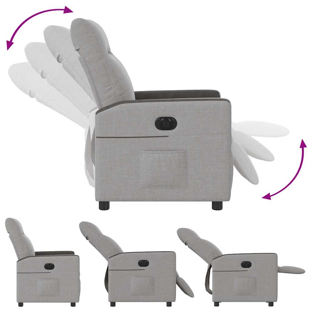vidaXL Elektryczny fotel rozkładany Cloud Grey Fabric