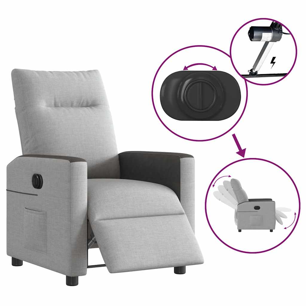 vidaXL Elektryczny fotel rozkładany Cloud Grey Fabric