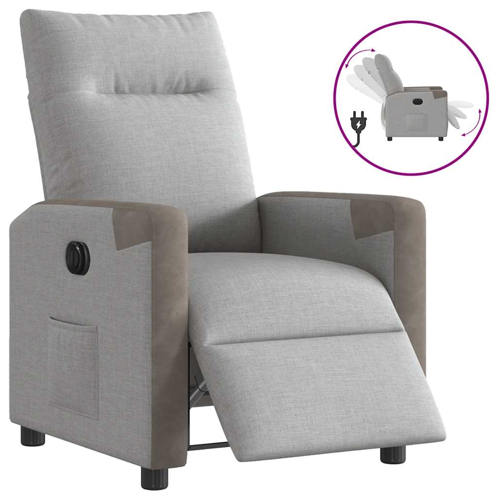 vidaXL Elektryczny fotel rozkładany Cloud Grey Fabric
