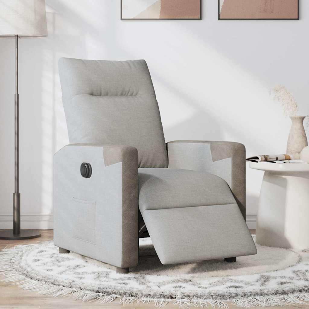 vidaXL Elektryczny fotel rozkładany Cloud Grey Fabric