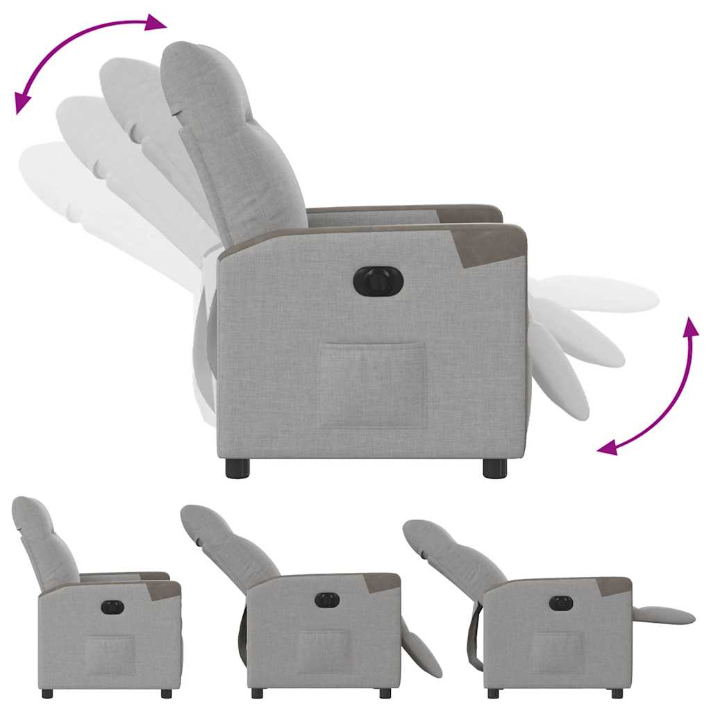 vidaXL Elektryczny fotel rozkładany Cloud Grey Fabric