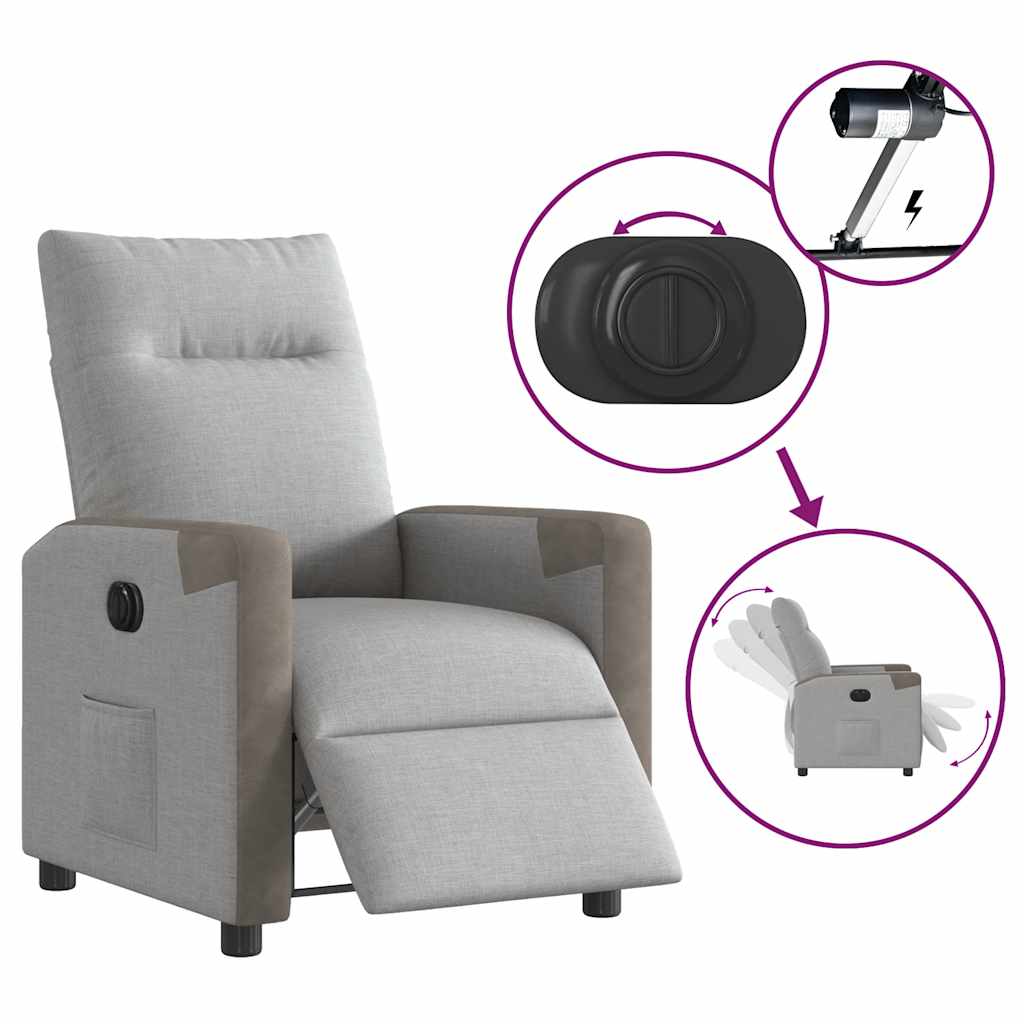 vidaXL Elektryczny fotel rozkładany Cloud Grey Fabric