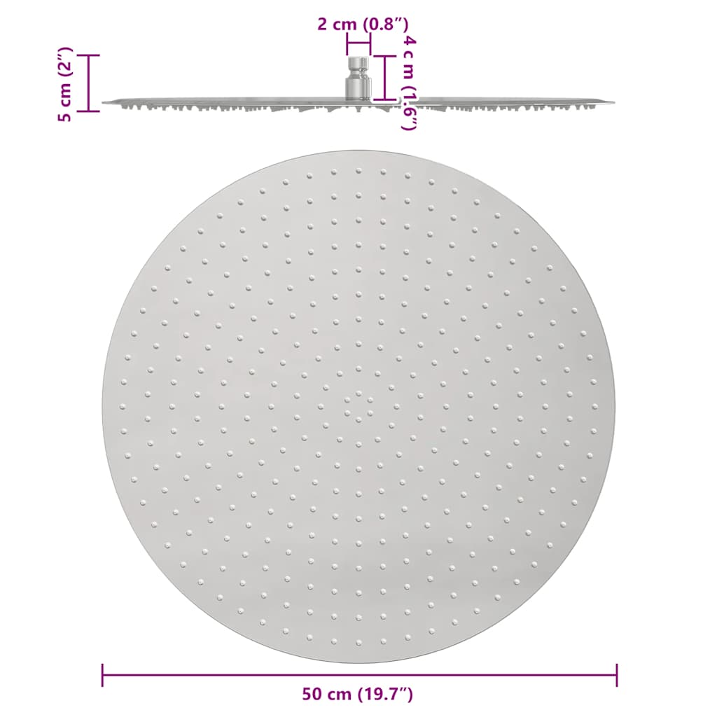 vidaXL Deszczownica prysznicowa ze stali nierdzewnej 304 50 cm okrągła