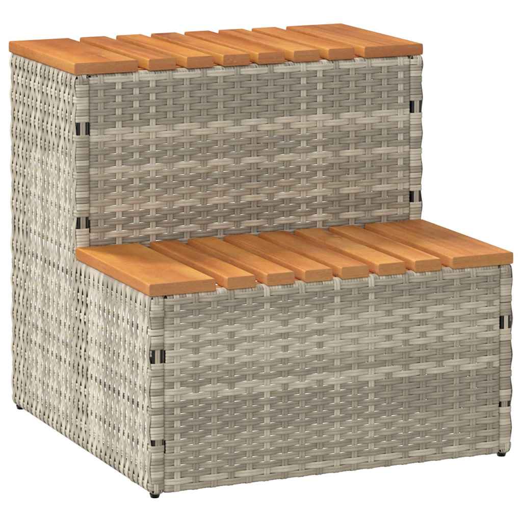 vidaXL Stopień do wanny z hydromasażem Jasnoszary rattan PE i akacja