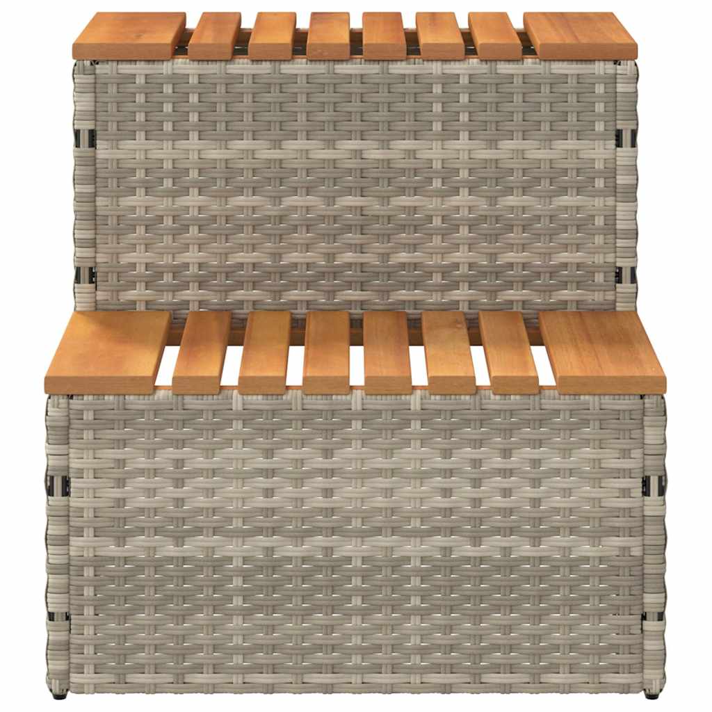 vidaXL Stopień do wanny z hydromasażem Jasnoszary rattan PE i akacja