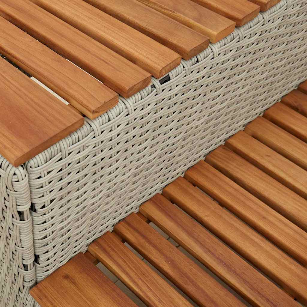 vidaXL Stopień do wanny z hydromasażem Jasnoszary rattan PE i akacja