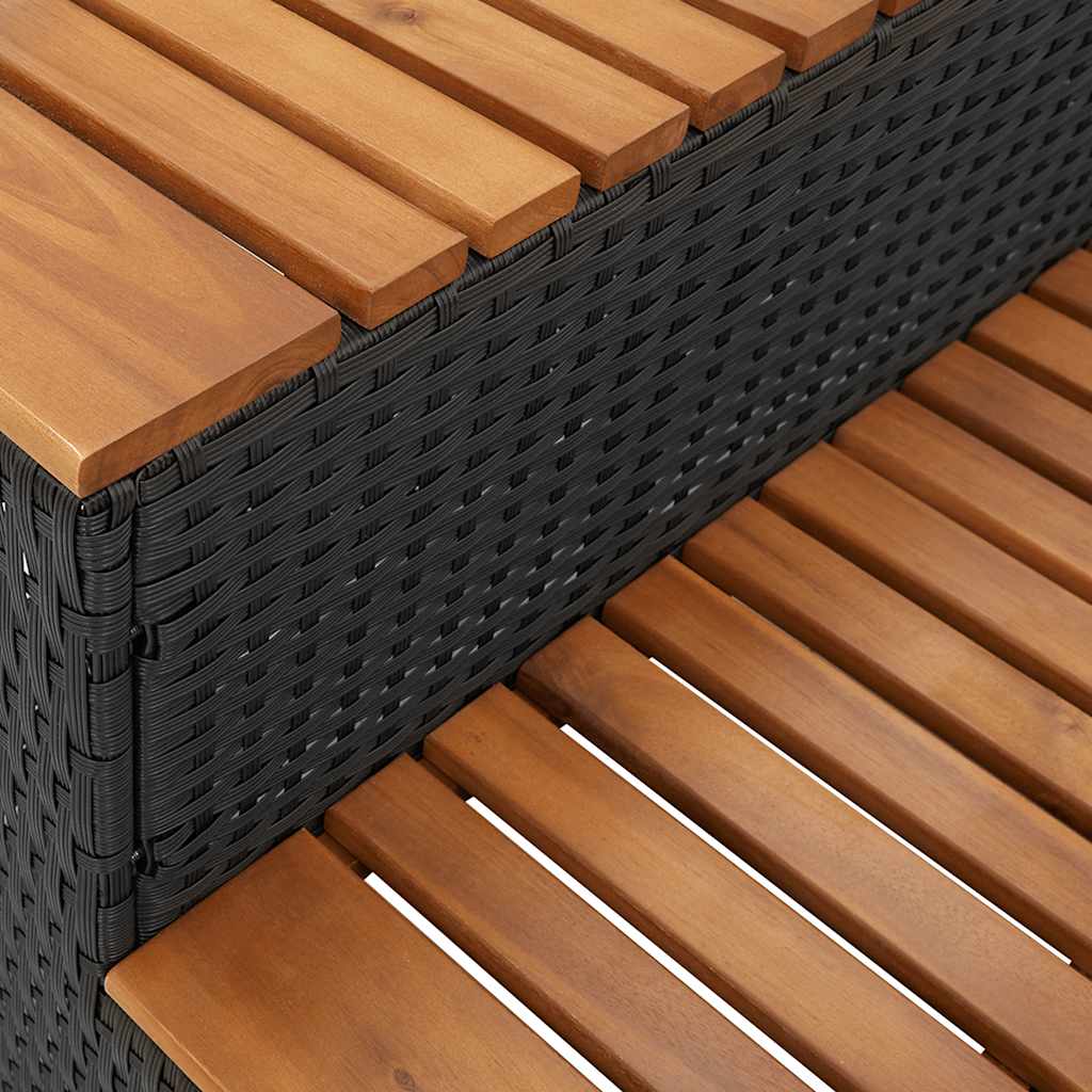 vidaXL Stopień do wanny z hydromasażem czarny polirattan i lita akacja