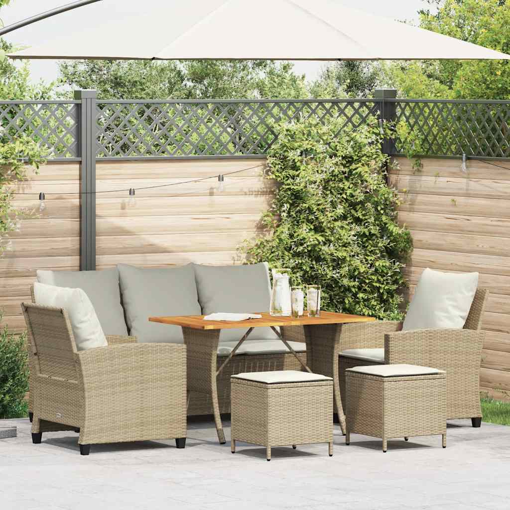 vidaXL 6-cz. zestaw mebli ogrodowych z poduszkami, beżowy, polirattan