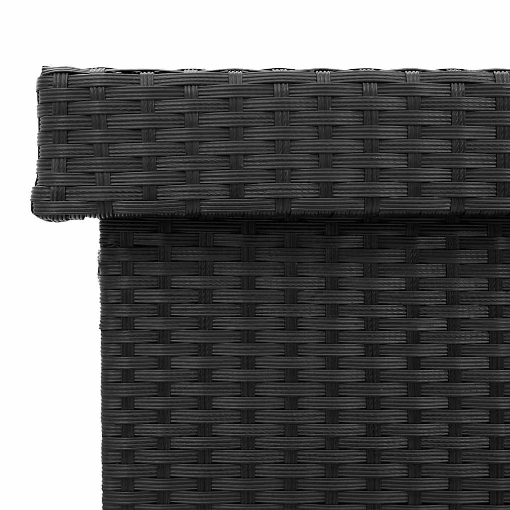 vidaXL Skrzynia ogrodowa z kółkami, czarna, 110x55x73 cm, polirattan