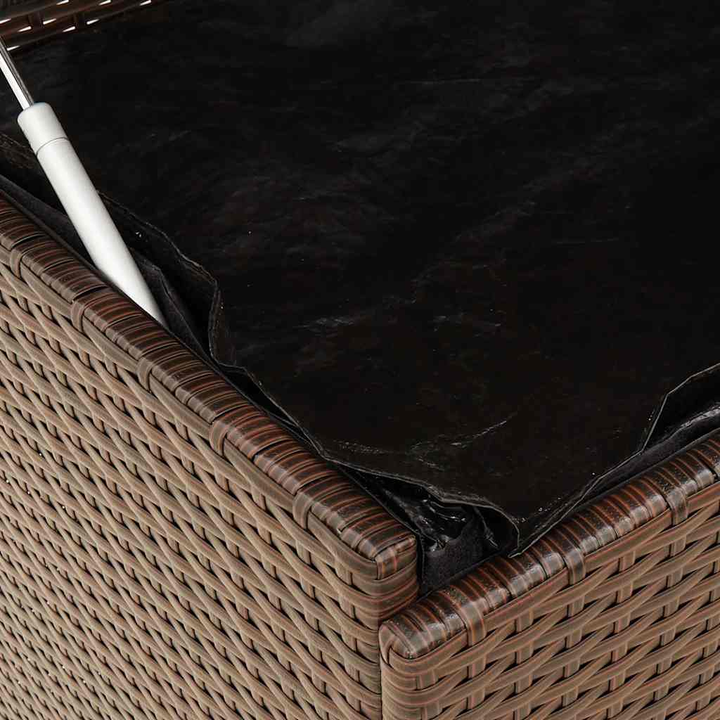 vidaXL Skrzynia ogrodowa z kółkami, brązowa, 110x55x73 cm, polirattan