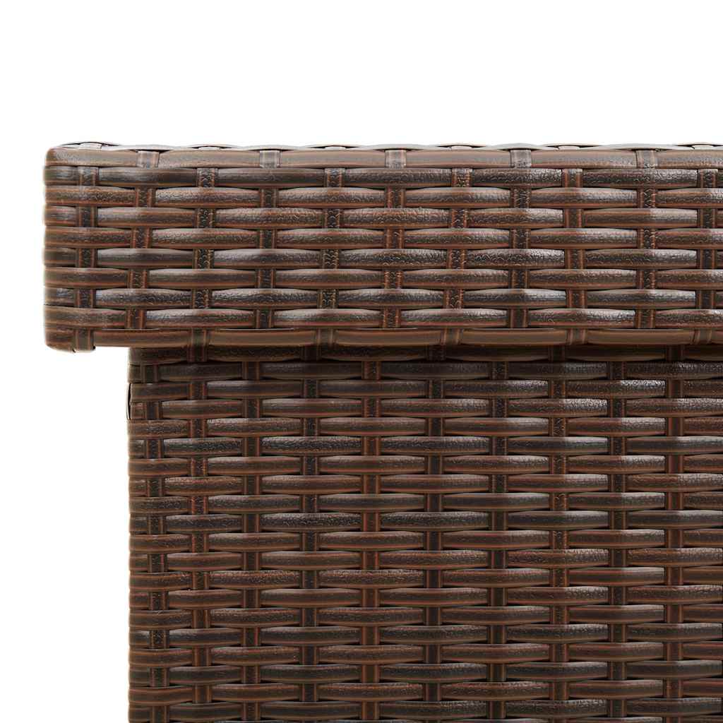 vidaXL Skrzynia ogrodowa z kółkami, brązowa, 110x55x73 cm, polirattan