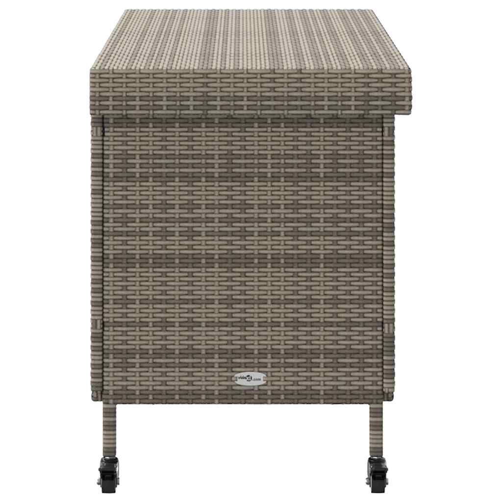 vidaXL Skrzynia ogrodowa z kółkami, szara, 110x55x73 cm, polirattan